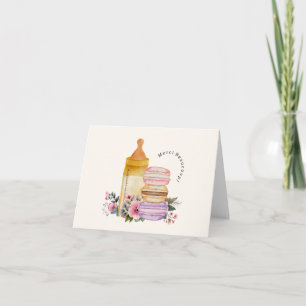 Merci French Macarons & Milk Baby Shower Thank You Card