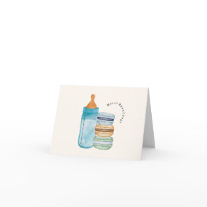 Merci French Macarons & Milk Blue Baby Shower Thank You Card