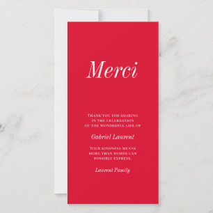 Merci French Modern Typography Memorial Thank You Card