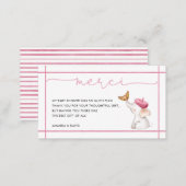 Merci French Pink Girl Baby Shower Thank You Card  (Front/Back)