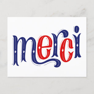 Merci, French thank you Postcard