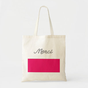Merci French Word Thank You Pink Typography Cute Tote Bag
