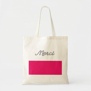 Merci French Word Thank You Pink Typography Cute Tote Bag - 