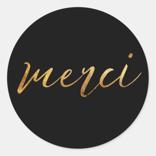 Merci Gold Elegant Thank You Classic Round Sticker