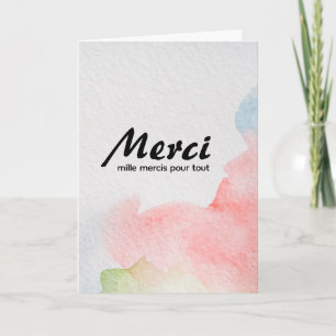 Merci Mille Mercis Watercolor French Thank You Card