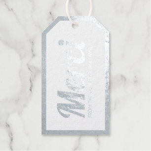 Merci Modern and Simple Family Photo Foil Gift Tags
