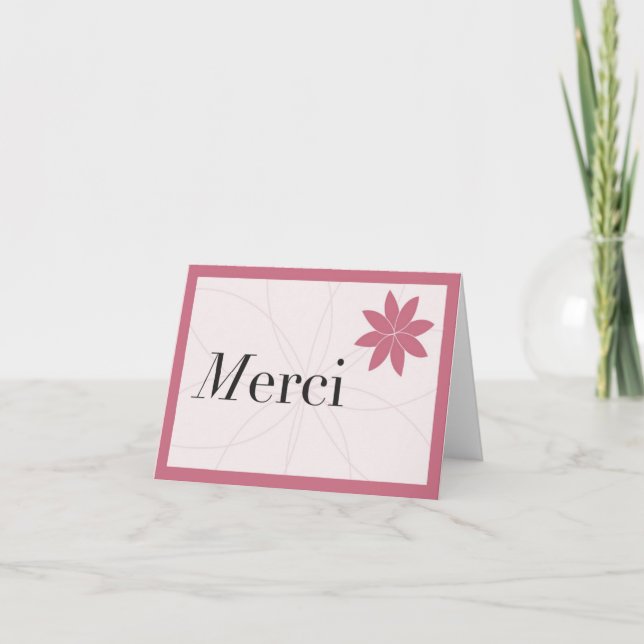 Merci Pink Thank You Card (Front)