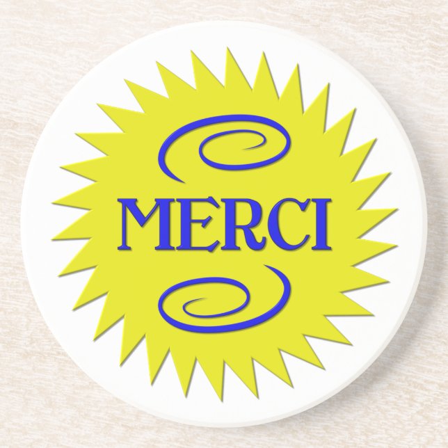 Merci Sandstone Coaster (Front)