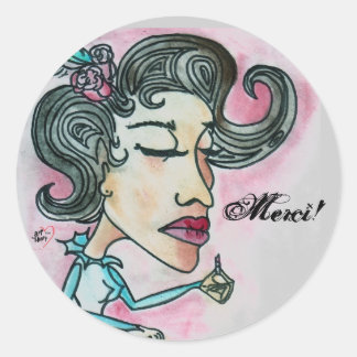 Merci! Sticker_Lady No.6 Classic Round Sticker