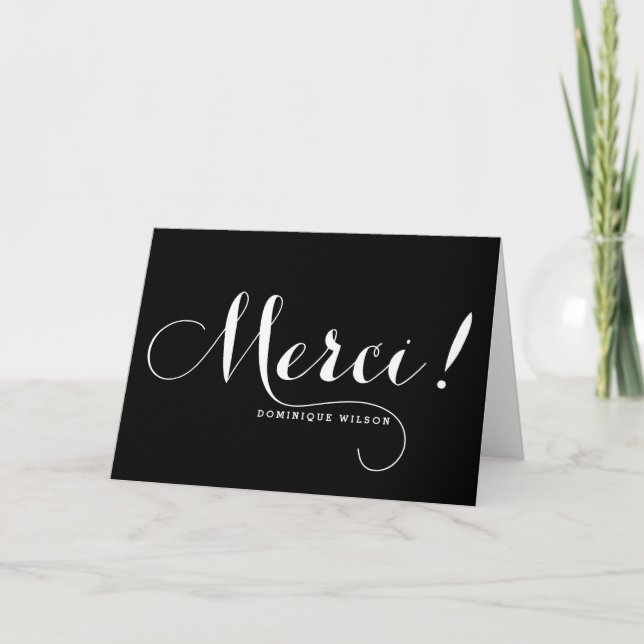 Merci | Whimsical Calligraphy Thank You Card (Front)