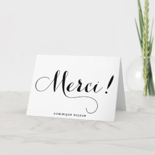 Merci Whimsical Calligraphy Thank You Card