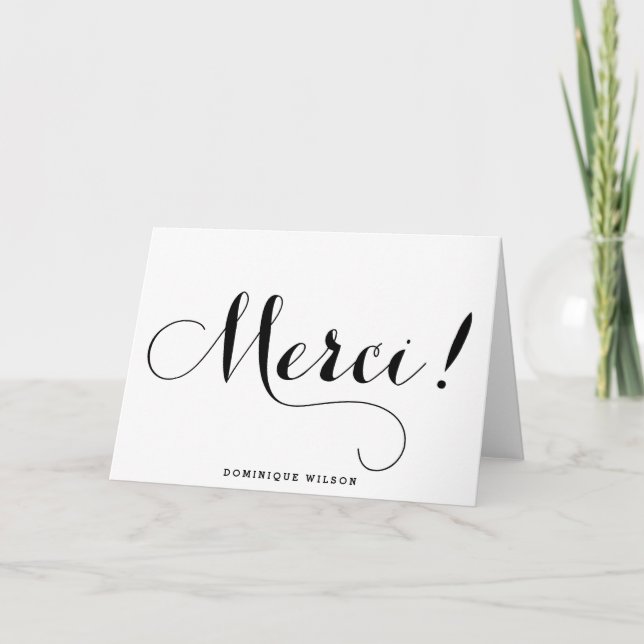 Merci | Whimsical Calligraphy Thank You Card (Front)