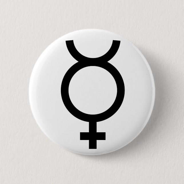 Mercury alchemical symbol pinback button (Front)