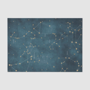 Mercury blue constellations star map parchment tissue paper