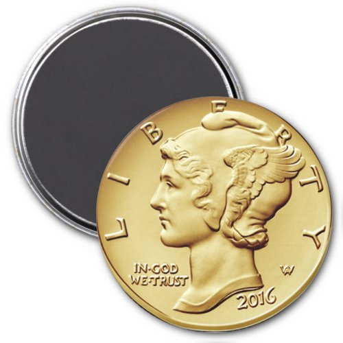 Mercury Dime Centennial Gold Coin Image   Magnet