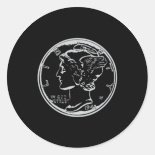 Mercury Dime Coin Collector Numismatist Classic Round Sticker