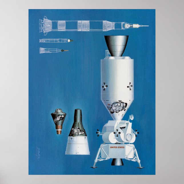 Mercury, Gemini and Apollo Spacecraft Poster (Front)