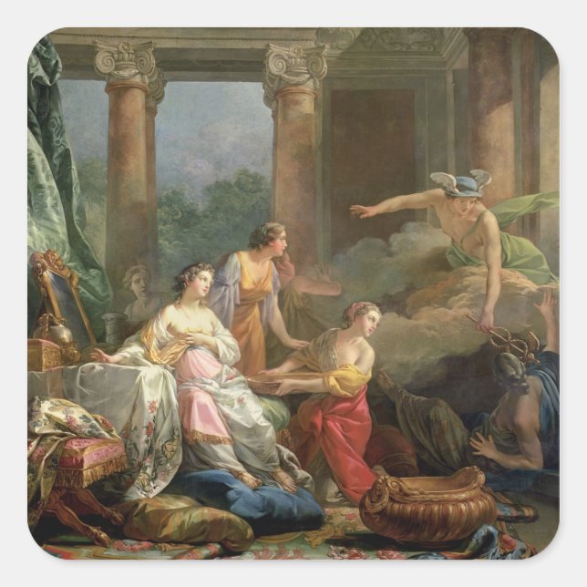 Mercury, Herse and Aglauros, 1763 (oil on canvas) Square Sticker (Front)