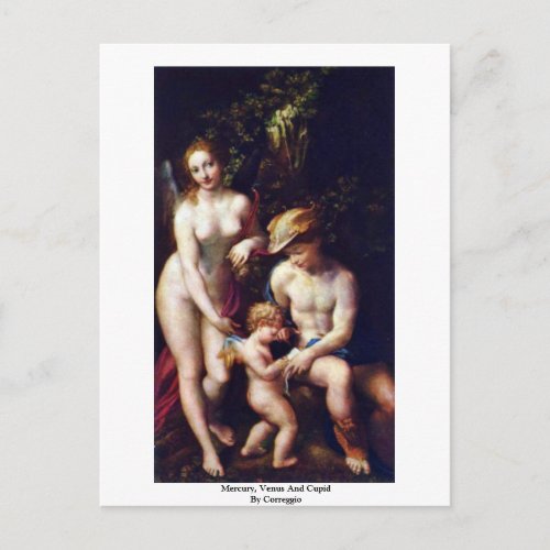 Mercury Venus And Cupid By Correggio Postcard