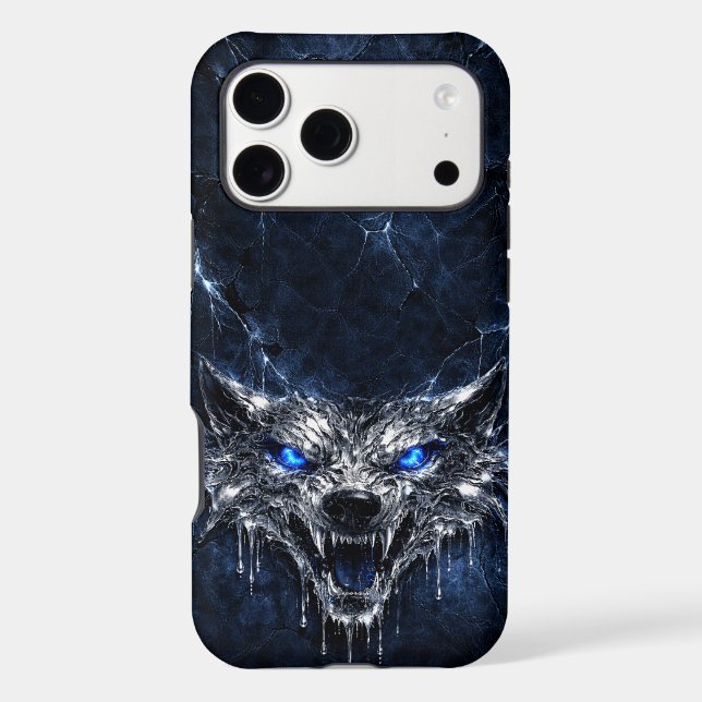 Mercury Wolf Blue Sapphire Eyes Glacial Case-Mate iPhone Case (Back)
