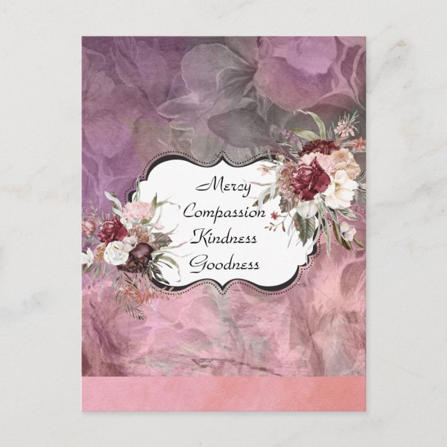 Mercy Compassion Floral Postcard Designer (Front)