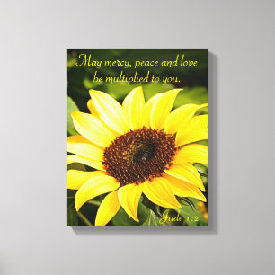 mercy, peace and love bible verse wrapped canvas print