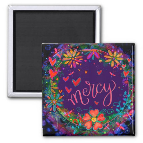 Mercy Purple Fun Floral Inspirational Motivating Magnet