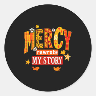 Mercy Rewrote My Story Fall Christian Leopard Autu Classic Round Sticker