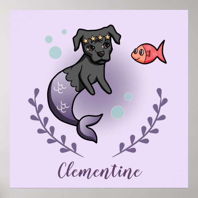 Merdog, Mermaid Dog, Princess, Nursery Room Poster (Front)