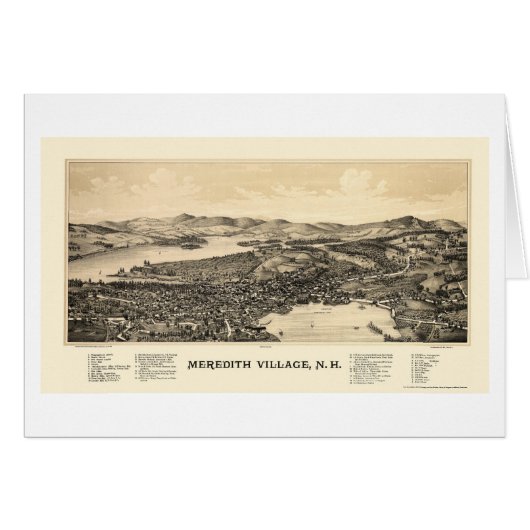 Meredith, NH Panoramic Map - 1889 Cards (Front Horizontal)