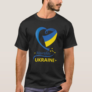 Merefa Ukraine National Flag Heart Emblem Crest T-Shirt