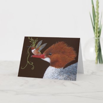 Merganser And Friend Greeting Card by vickisawyer at Zazzle
