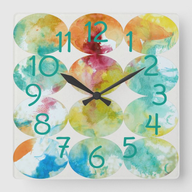Merging Color II Square Wall Clock (Front)