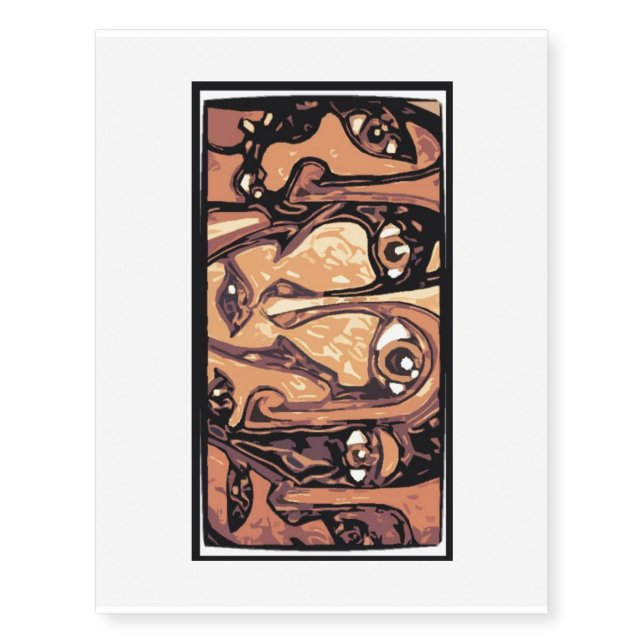 Merging Faces in Sepia Temporary Tattoo (Front)
