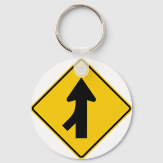Merging Traffic Highway Sign (Left) Keychain