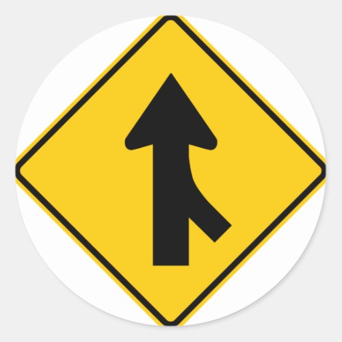 Merging Traffic Highway Sign Right Classic Round Sticker