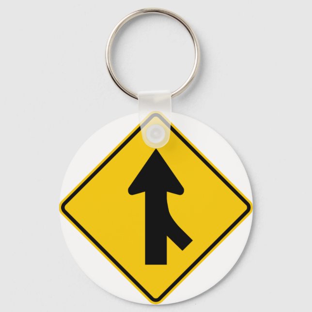 Merging Traffic Highway Sign (Right) Keychain (Front)
