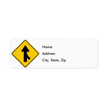 Merging Traffic Highway Sign (right) Label by wesleyowns at Zazzle
