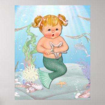 Mergirl  With Starfish Poster by Spice at Zazzle