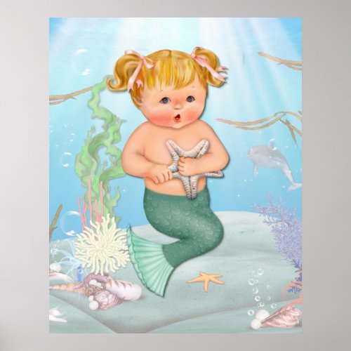 MerGirl  with Starfish Poster