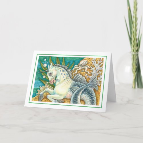 MERHORSE  WHITE OCTOPUS FANTASY UNICORN Blank Card