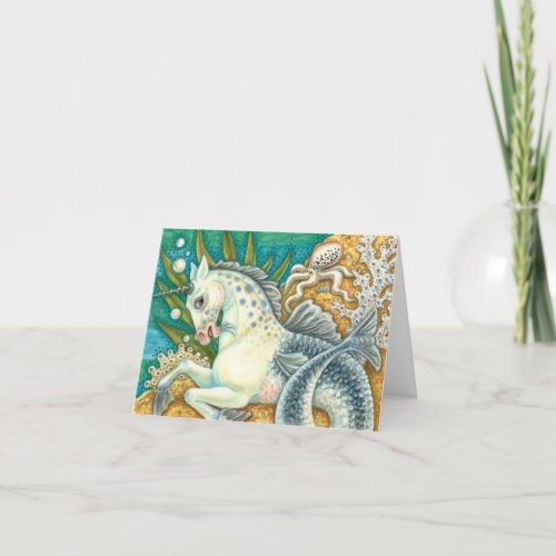 MERHORSE  WHITE OCTOPUS FANTASY UNICORN Blank Card