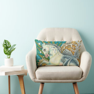 MERHORSE & WHITE OCTOPUS, FANTASY UNICORN HORSE LUMBAR PILLOW