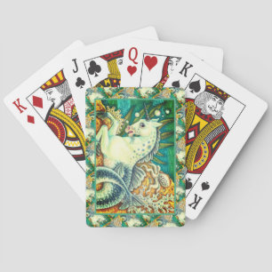 MERHORSE & WHITE OCTOPUS, FANTASY UNICORN HORSE POKER CARDS