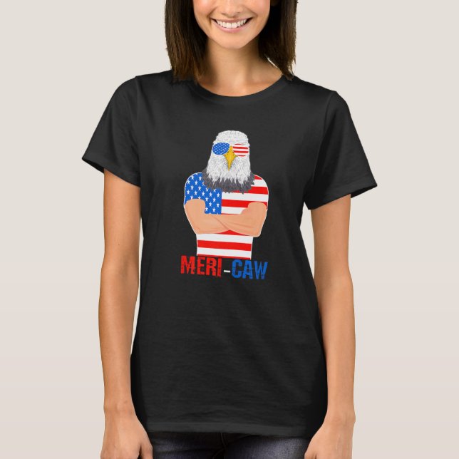 Meri Caw Cool Bald Eagle Patriotic 4th Of July Men T-Shirt (Front)