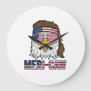 Meri-Caw Patriotic Eagle Vintage Engraving Shirt_1 Large Clock