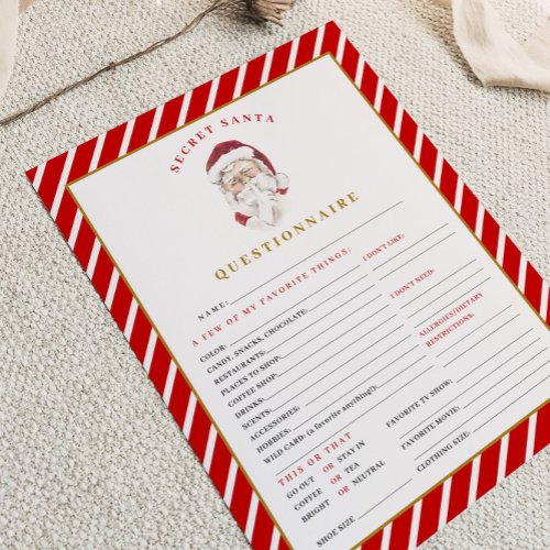MERI Christmas Secret Santa Questionnaire Card