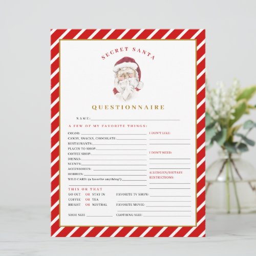 MERI Christmas Secret Santa Questionnaire Card