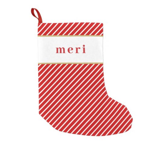 MERI Cute Festive Red White Stripes Custom Name Small Christmas Stocking