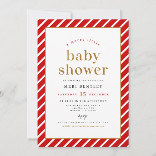 MERI Festive Christmas Merry Little Baby Shower Invitation